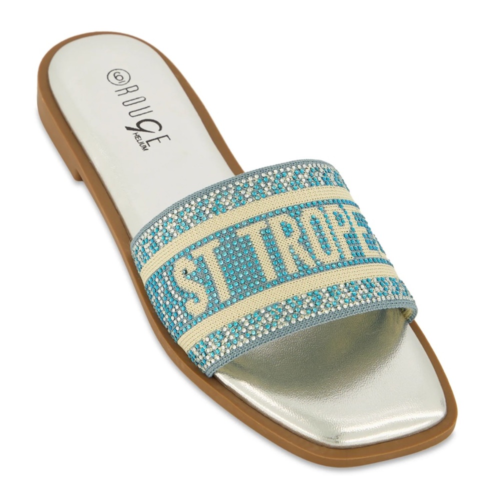 NEW| Women’s St Tropez Sparkly Rhinestone Slide Sandals
